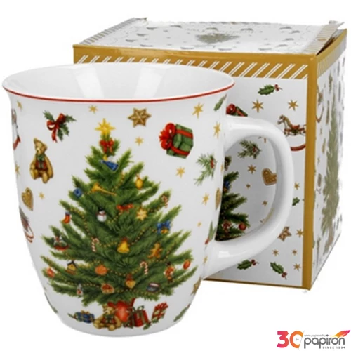 Bögre porcelán 650ml dobozban, Christmas Tree 