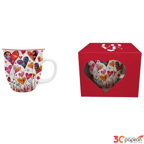 Bögre porcelán 650ml dobozban, Colorful Hearts 1 