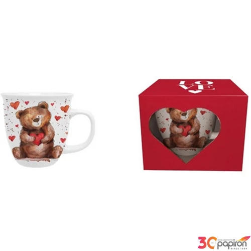 Bögre porcelán 650ml dobozban, Teddy Bear with a Heart 