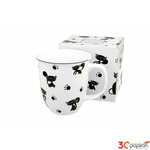 Bögre porcelán 650ml fekete macska