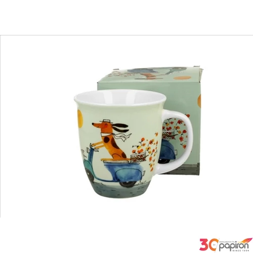 Bögre Porcelán 6,5dl Dog on a scooter dobozban