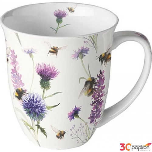 Bögre porcelán Ambiante Bumblebees in the Meadow 4dl porcelánbögre