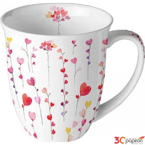 Bögre porcelán Ambiante Hearts garlands 4dl porcelánbögre