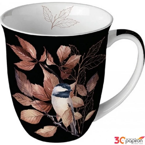 Bögre porcelán Ambiante Lovely chickadee black 4dl porcelánbögre
