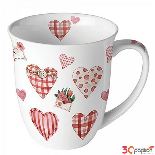 Bögre porcelán Ambiante Lovely Hearts 4dl porcelánbögre