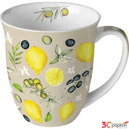 Bögre porcelán Ambiante Olives and lemons 4dl porcelánbögre
