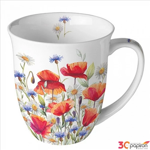 Bögre porcelán Ambiante Poppies and Cornflowers 4dl porcelánbögre