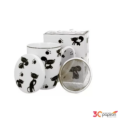 Bögre porcelán Szűrős, 380ml cicás 