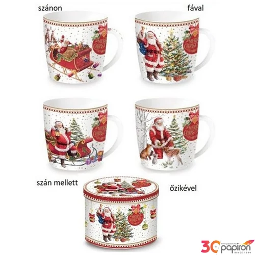 Bögre Porcelán karácsonyi 3,5dl fémdobozban Christmas Memories dobozban