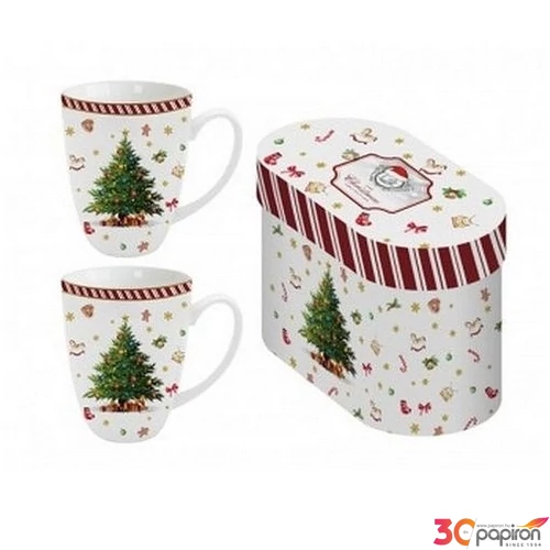 Bögre Porcelán karácsonyi 3,8dl Christmas Tree 2 2db-os dobozban