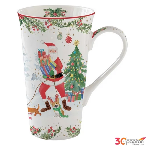 Bögre Porcelán karácsonyi 6dl Joyful Santa dobozban