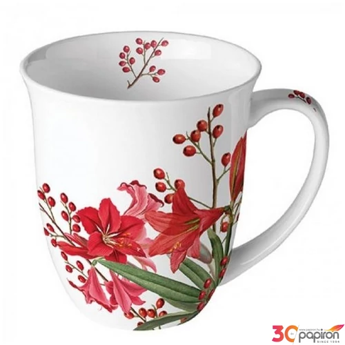 Bögre Porcelán karácsonyi Christmas Bouquet White 0,4L