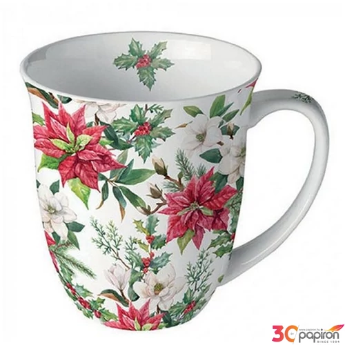 Bögre porcelán Ambiante Christmas florals 4dl porcelánbögre