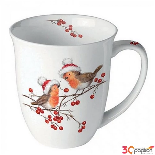 Bögre porcelán karácsony Christmas robins white 0,4l