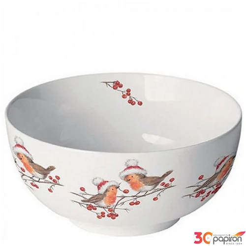 Bögre Porcelán karácsonyi Christmas robins white 6,5x14cm