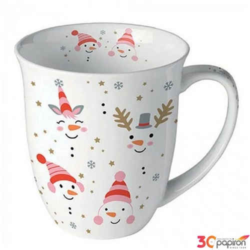 Bögre porcelán Ambiante Funny snowmen 4dl porcelánbögre