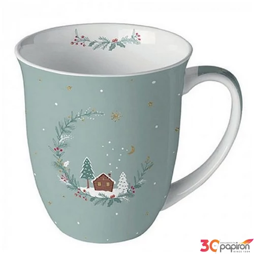Bögre porcelán Ambiante Little wood cabin sage 4dl porcelánbögre