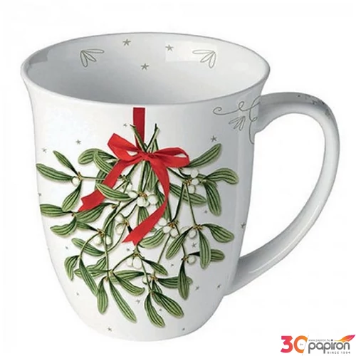 Bögre porcelán Ambiante Mistletoe with bow white 4dl porcelánbögre