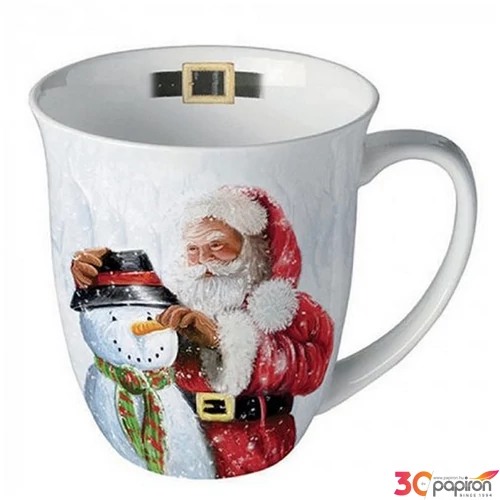 Bögre Porcelán karácsonyi Santa and snowman 0,4l