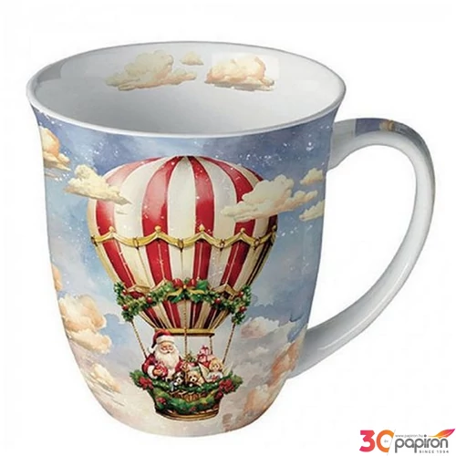 Bögre Porcelán karácsonyi Santa's air balloon 0,4l