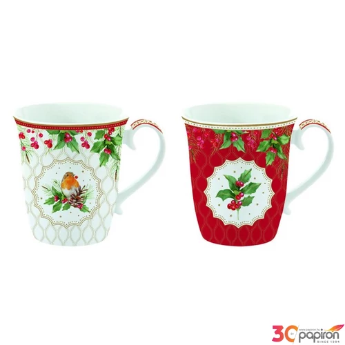 Bögre Porcelán karácsonyi 2,7dl Christmas Berries 2db-os dobozban