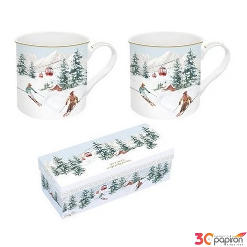 Bögre Porcelán karácsonyi 3dl szett Chalet 2db-os dobozban