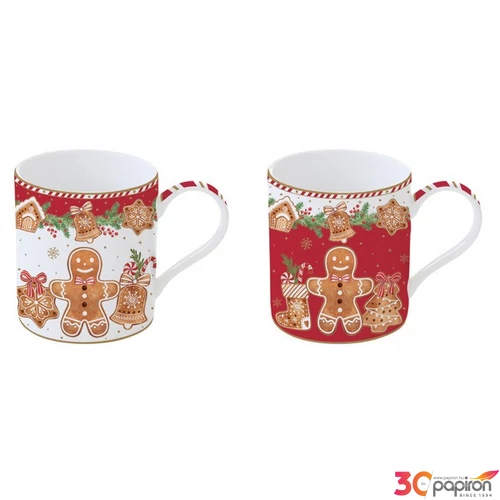 Bögre Porcelán karácsonyi 3,5dl Fancy Gingerbread 2db-os dobozban