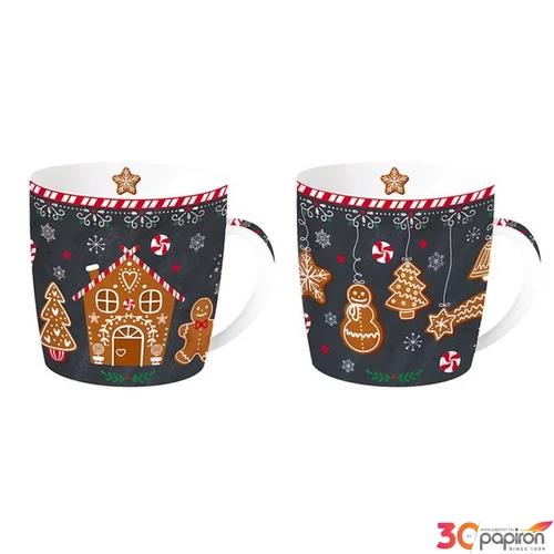 Bögre Porcelán karácsonyi 3,5dl Gingerbread 2db-os dobozban