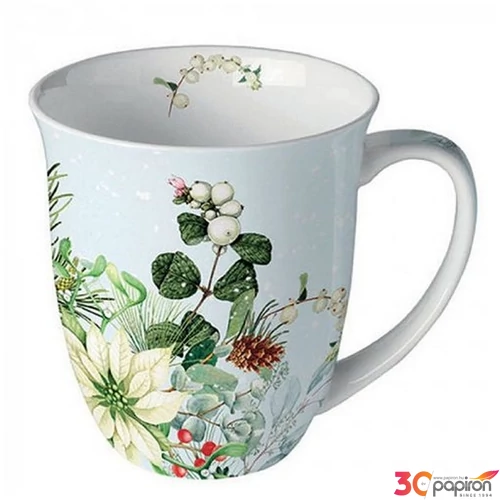 Bögre porcelán Ambiante White poinsettia 4dl porcelánbögre