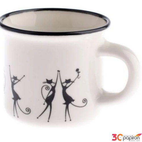 Bögre Porcelán 75ml presszós, táncoló fekete macska dobozban