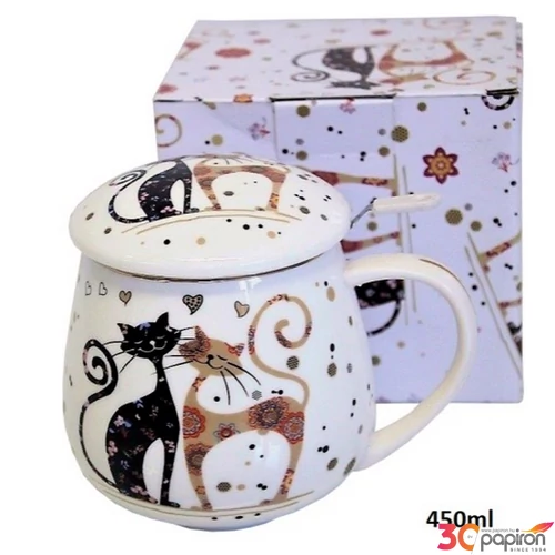Bögre Porcelán 4,5dl tetővel fekete-barna dobozban