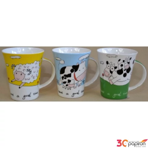 Bögre porcelán íves 300ml Bohókás állatok -Have a Good time- 3féle 250215