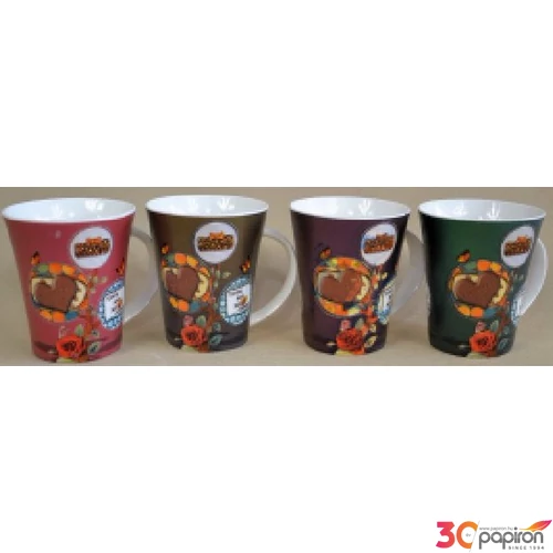 Bögre porcelán íves édes meglepetés, 4féle mintával 250404