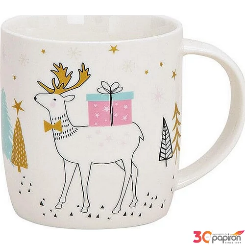 Bögre porcelán ból 20' kerámia 12x9x8cm 2,5dl rénszarvas