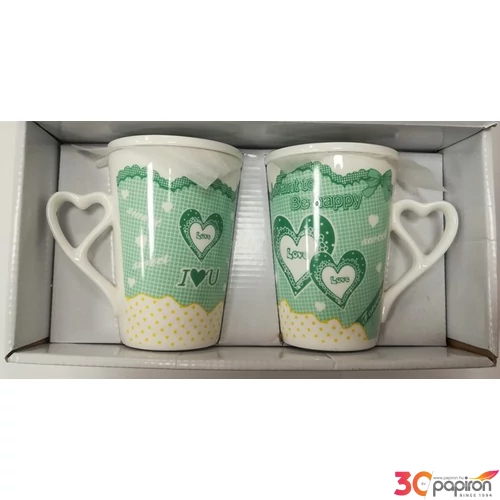 Bögre porcelán szett Valentin Time - Love for ever 2db feliratos Bögre kerámai és tető