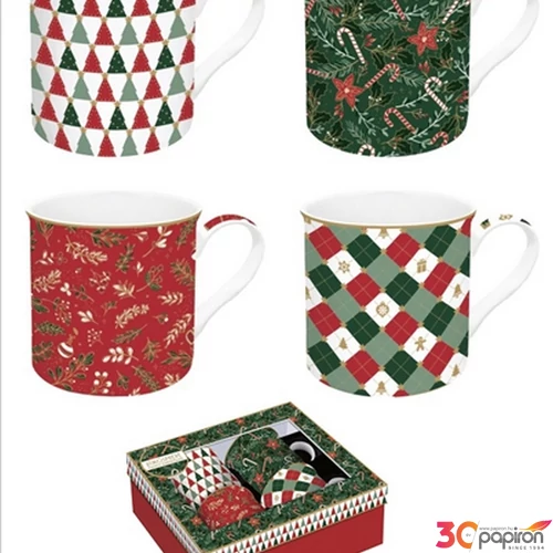 Bögre szett porcelán 3dl Atmosphere, Fancy Christmas 4db-os dobozban