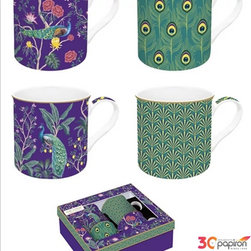 Bögre szett porcelán 3dl Atmosphere, Imperial Peacock 4db-os dobozban