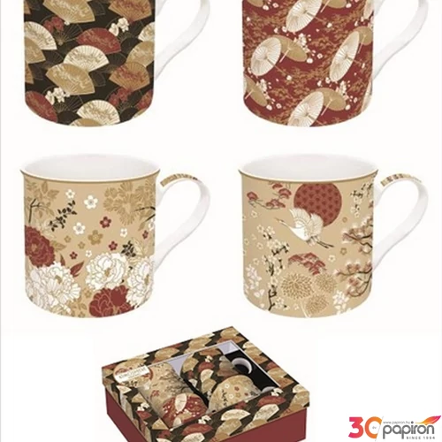 Bögre szett porcelán 3dl Atmosphere, Kimono 4db-os dobozban
