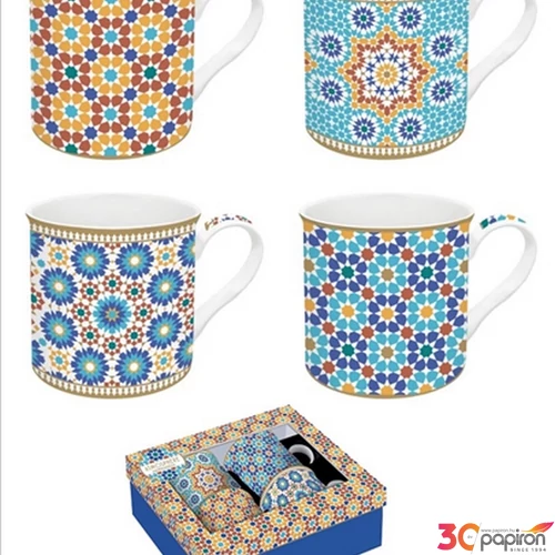 Bögre szett porcelán 3dl Atmosphere, Marrakech 4db-os dobozban