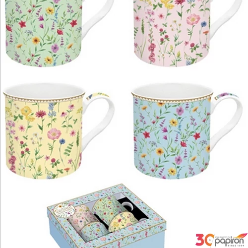 Bögre szett porcelán 3dl Atmosphere, Meadow Flowers 4db-os dobozban
