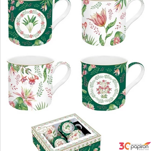 Bögre szett porcelán 3dl Botanical Chic 4db-os dobozban