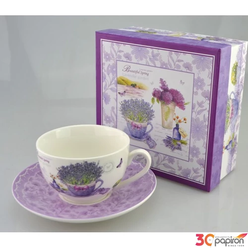 Bögre teás Levendulás 470ml Levendula mintás Bögre porcelán 10x9,5cm