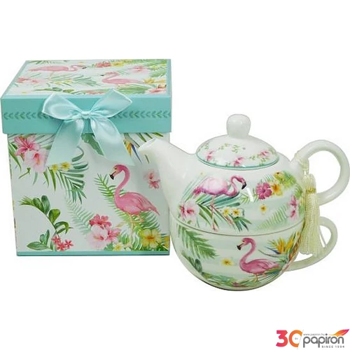 Bögre teáskannával Porcelán szett díszdobozban teáskanna +csésze 