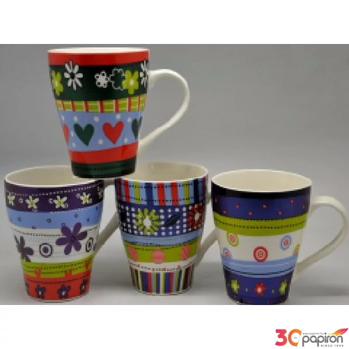 Bögre virág mintás 330ml 9x11, 2cm, 4féle mintával