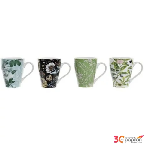 Bögre porcelán 320ml virág mintás 12,5x8,6x11cm 4 féle