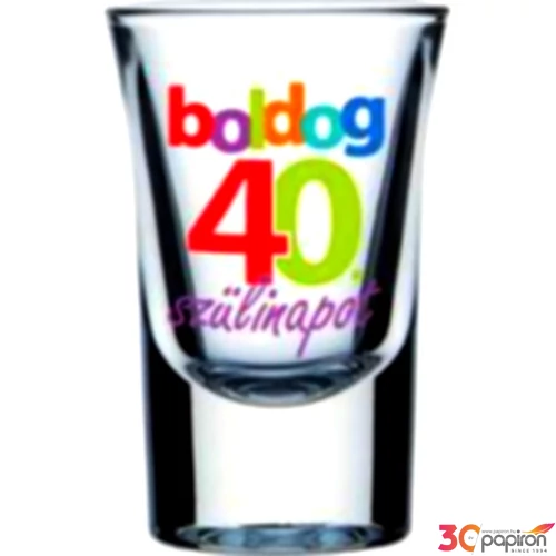 Üveg felespohár  szülinapi Boldog 40-es Szülinapot