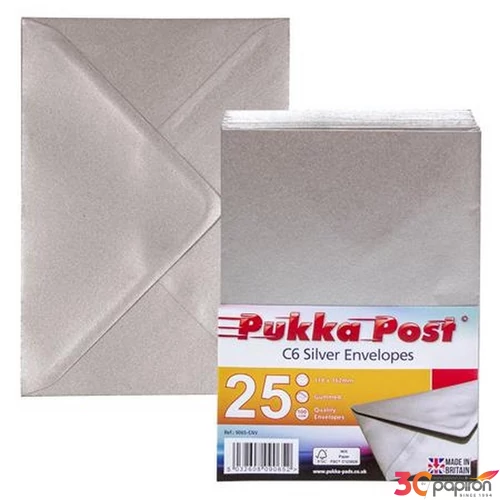 Boríték C6 szilikonos Pukka PadSilver, ezüst