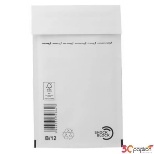 Boríték légpárnás W2/B12 fehér 140x225 mm külméret, 120x215 mm belméret 200db/doboz