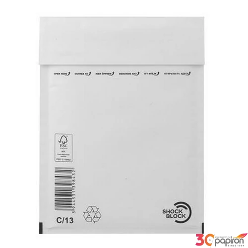 Boríték légpárnás W3/C13 fehér 170x225 mm külméret, 150x215 mm belméret 100db/doboz