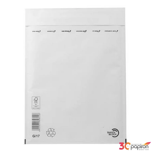 Boríték légpárnás W7/G17 fehér 250x350 mm külméret, 225x340 mm belméret 100db/doboz